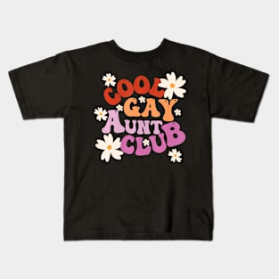 Groovy Cool Gay Aunt Club LGBT Pride Month Ally Kids T-Shirt